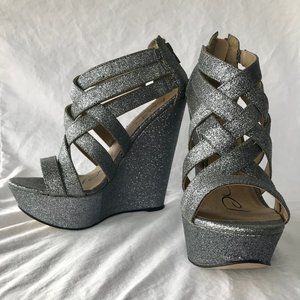 Sparkly Strappy Wedge Platform Sandal